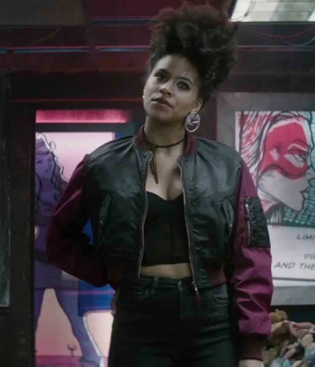 Zazie Beetz Deadpool 2 Black Satin Jacket