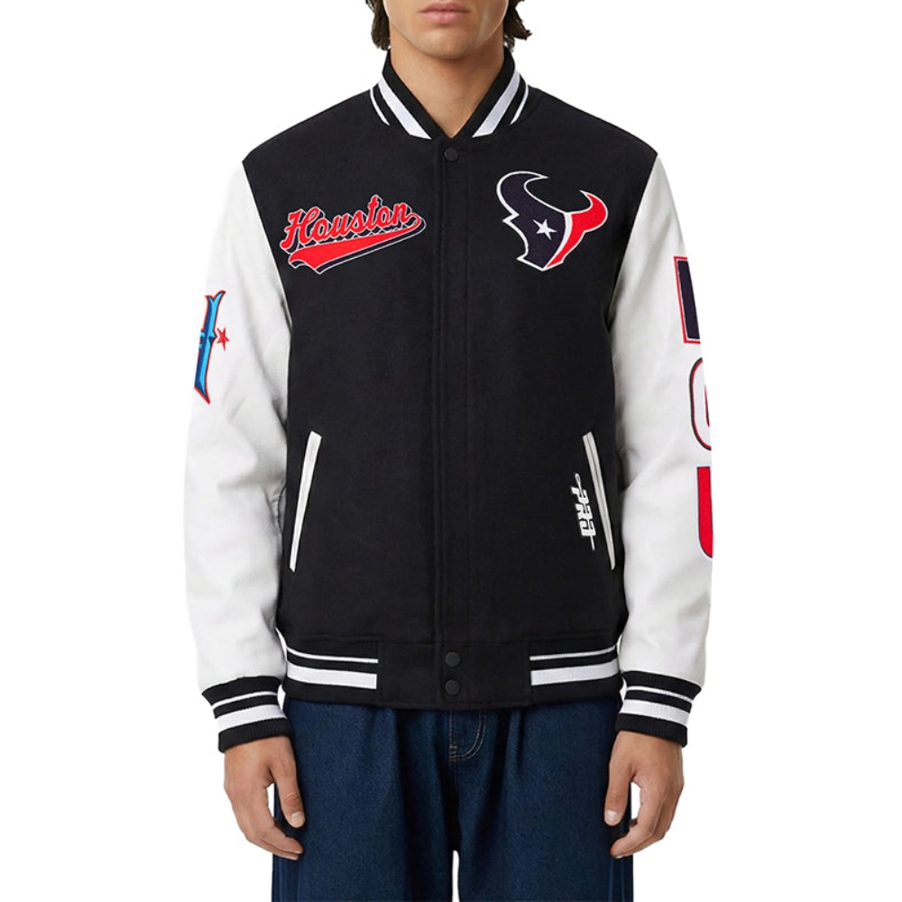 Houston texans script tail rib wool jacket