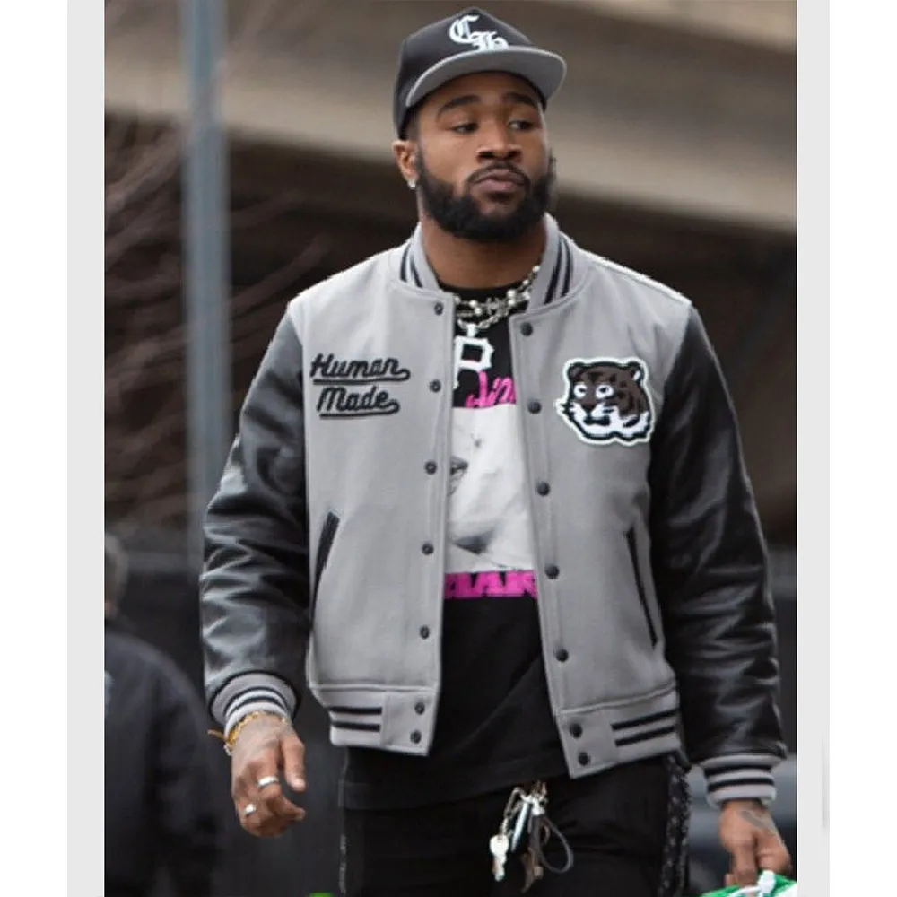 Human made miles sanders gray varsity jacket