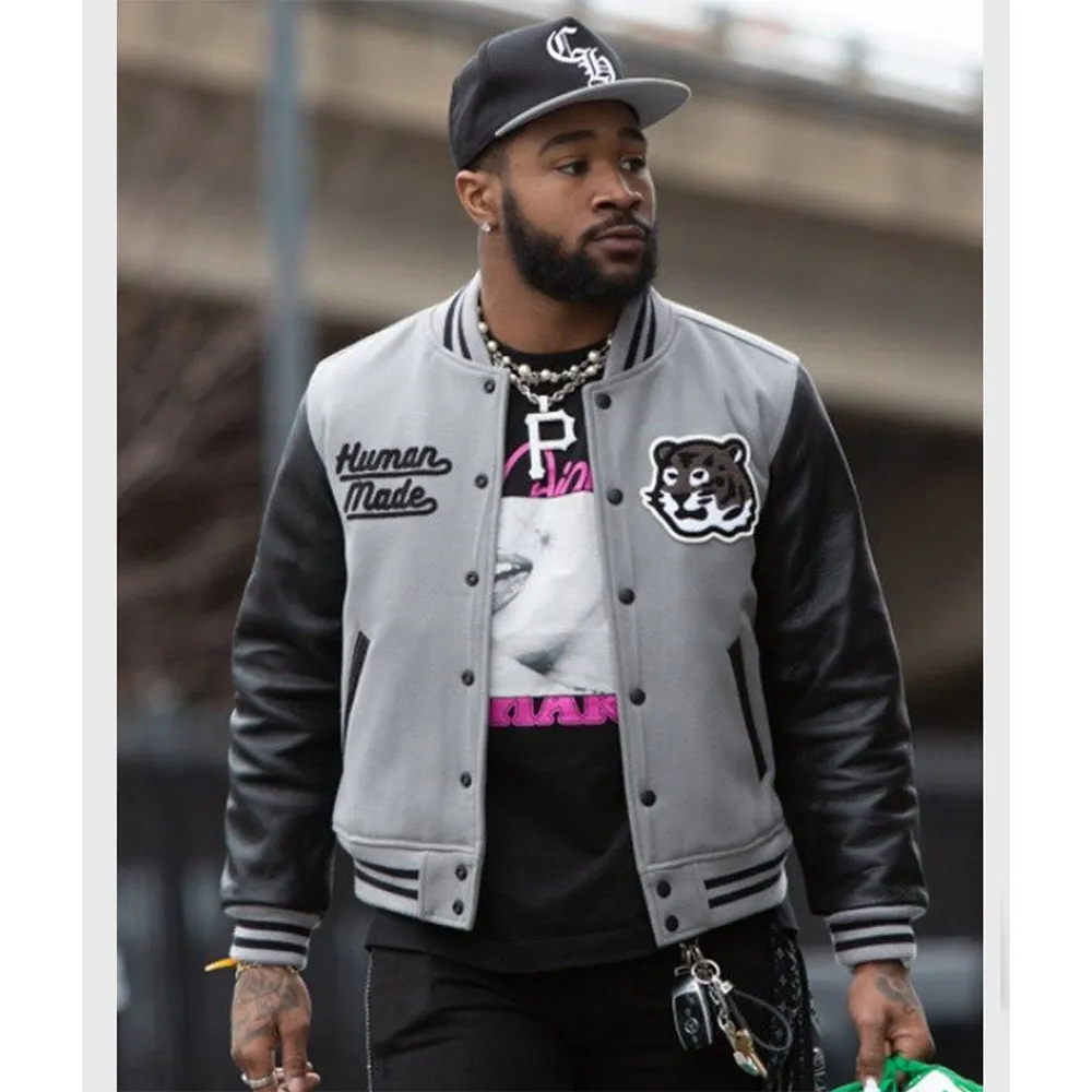 Human made miles sanders gray wool varsity jacket