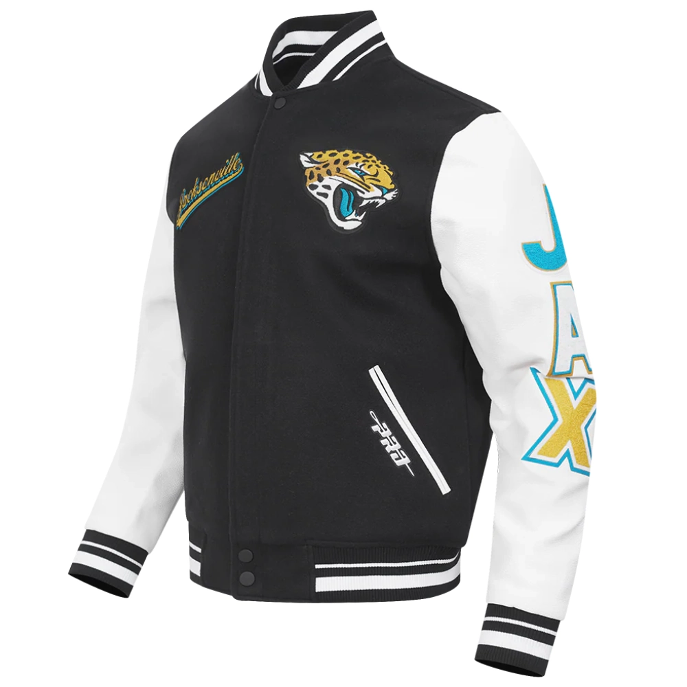 Jacksonville jaguars script tail rib wool varsity jacket
