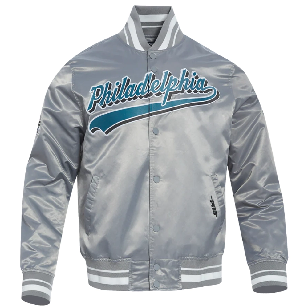 Philadelphia eagles script tail satin jacket