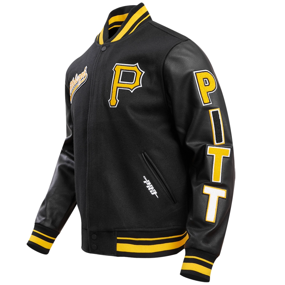Pittsburgh pirates script tail rib wool varsity jacket