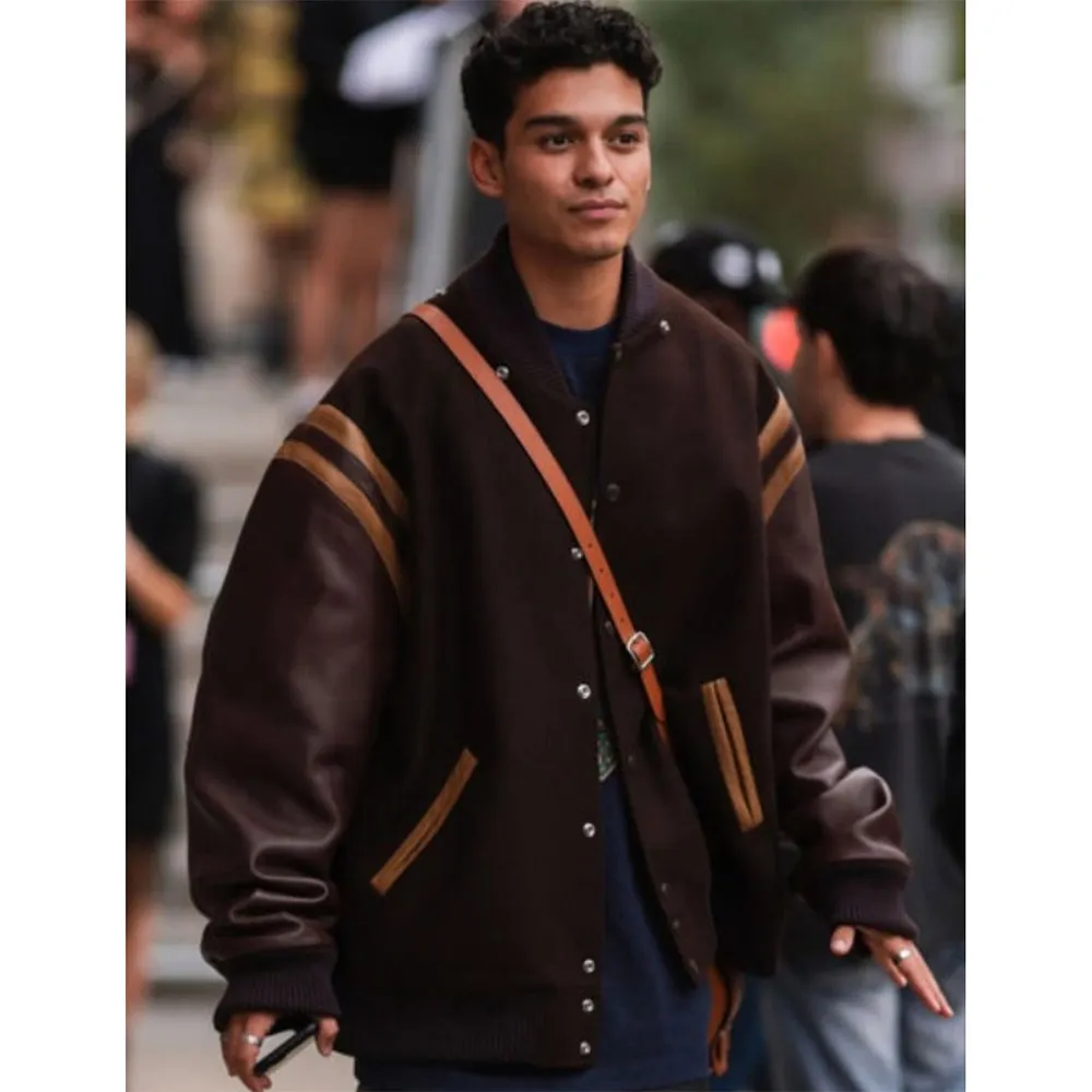 Xo kitty q brown wool varsity jacket