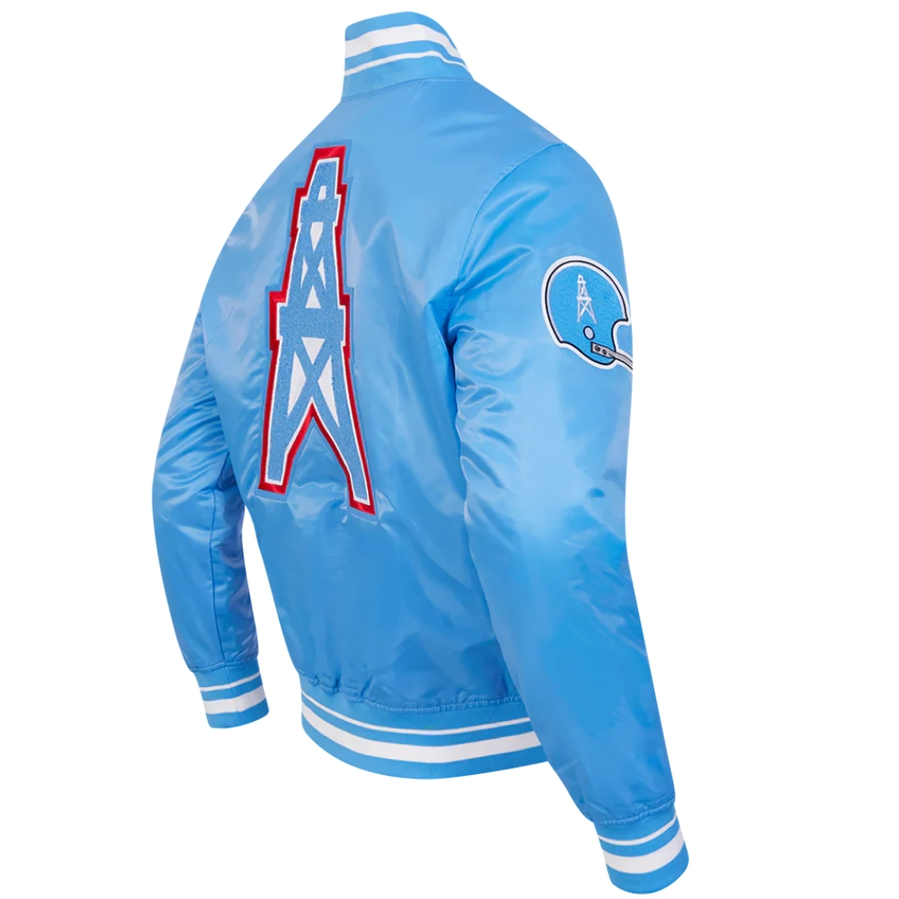 Houston oilers retro classic blue satin jacket