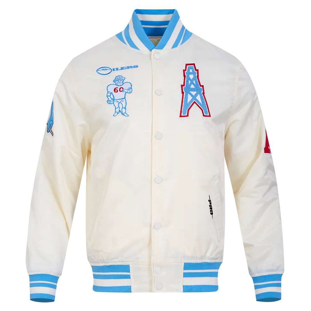 Houston oilers retro classic cream satin jacket