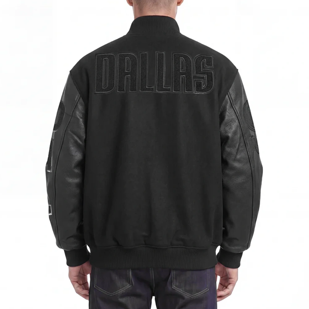 Dallas mavericks triple black varsity jacket