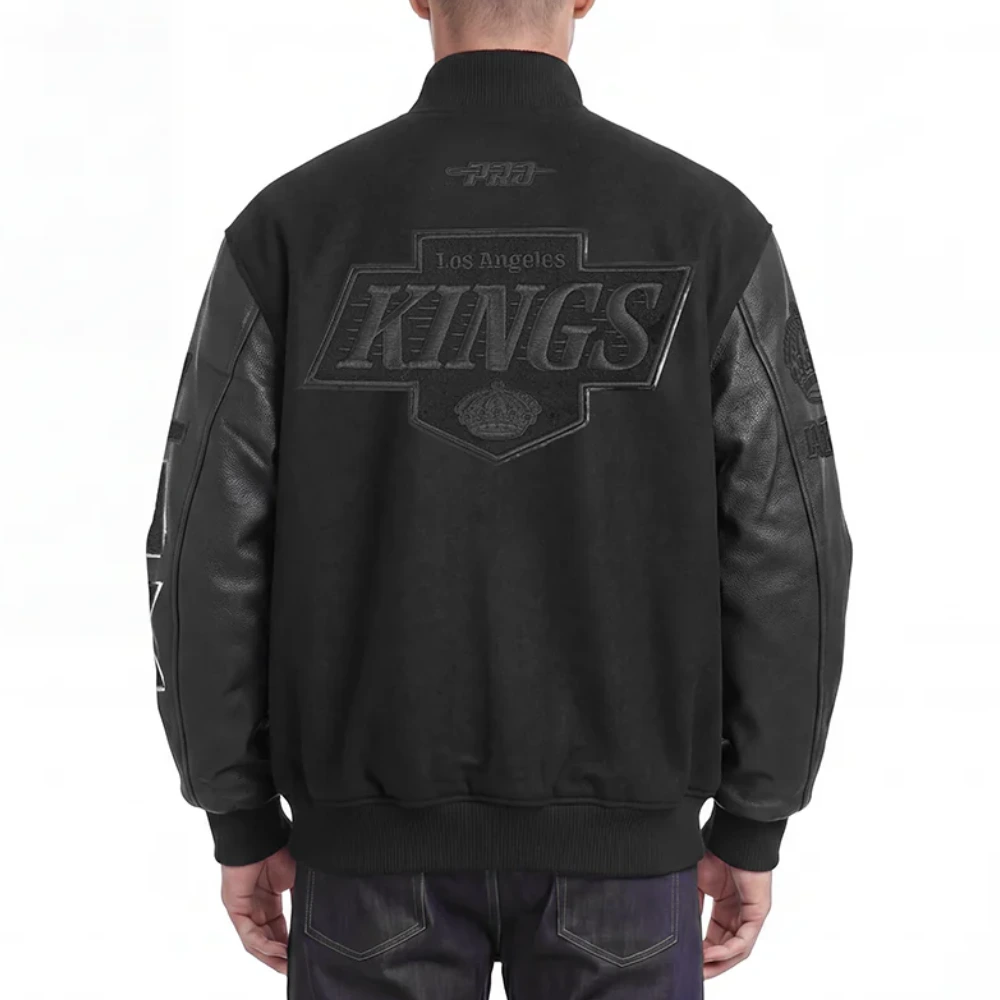 Los angeles kings triple black varsity jacket